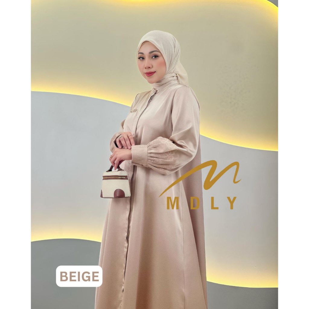 MDLY Baju Gamis Wanita Muslim/Baju Gamis Silk Polos Premium/Afhma Dress by MDLY