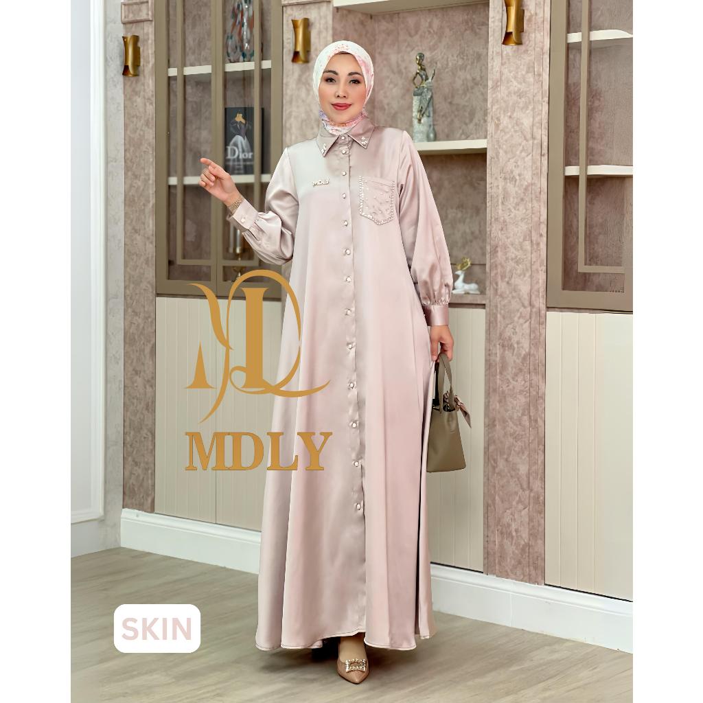 MDLY Baju Gamis Wanita Muslim/Gamis Silk Premium/Gamis Polos Elegan/Mareea Lux Dress by MDLY