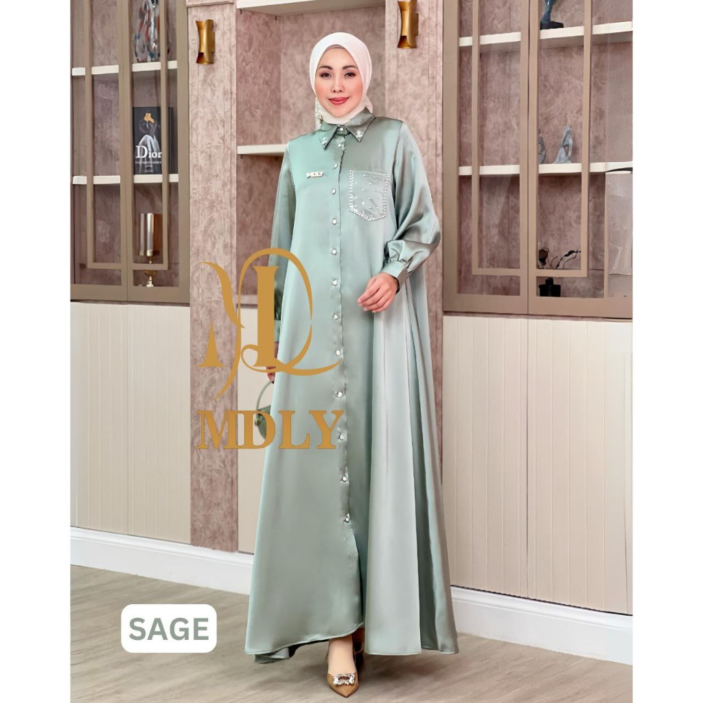 MDLY Baju Gamis Wanita Muslim/Gamis Silk Premium/Gamis Polos Elegan/Mareea Lux Dress by MDLY