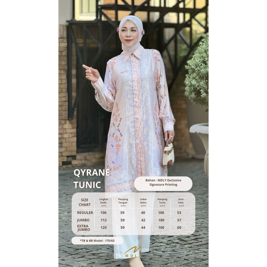 MDLY Baju kemeja atasan wanita muslim/Tunik Premium/Tunik Lebaran/Qyrane Tunic by MDLY