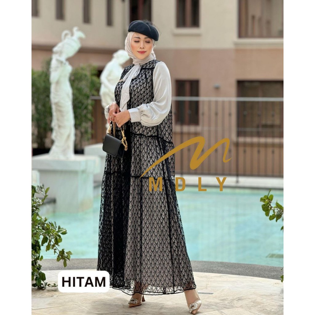 MDLY Baju Gamis Wanita Muslim/Gamis Premium/Gamis Lebaran/Gamis Raya/The Gracie Monogram Dress by MDLY