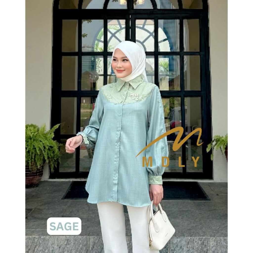 MDLY Baju Kemeja Wanita Wanita/Kemeja Katun Lengan Panjang/Creta Shirt by MDLY