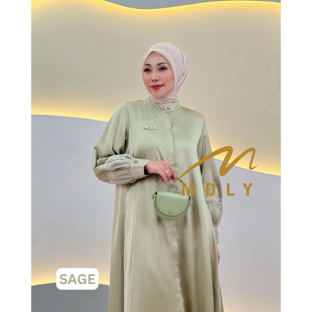 MDLY Baju Gamis Wanita Muslim/Baju Gamis Silk Polos Premium/Afhma Dress by MDLY