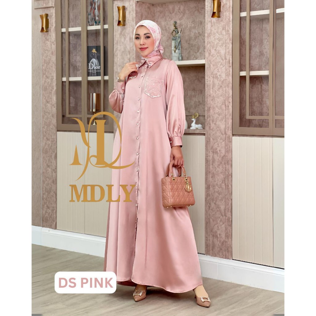 MDLY Baju Gamis Wanita Muslim/Gamis Silk Premium/Gamis Polos Elegan/Mareea Lux Dress by MDLY