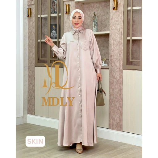 Image of MDLY Baju Gamis Wanita Muslim/Gamis Silk Premium/Gamis Polos Elegan/Mareea Lux Dress by MDLY