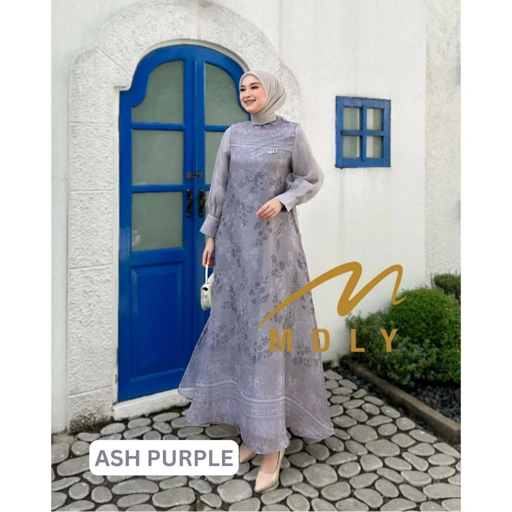 Image of MDLY Baju Gamis Wanita Muslim/Gamis Lebaran/Gamis Motif Organza/The New Numa Dress by MDLY