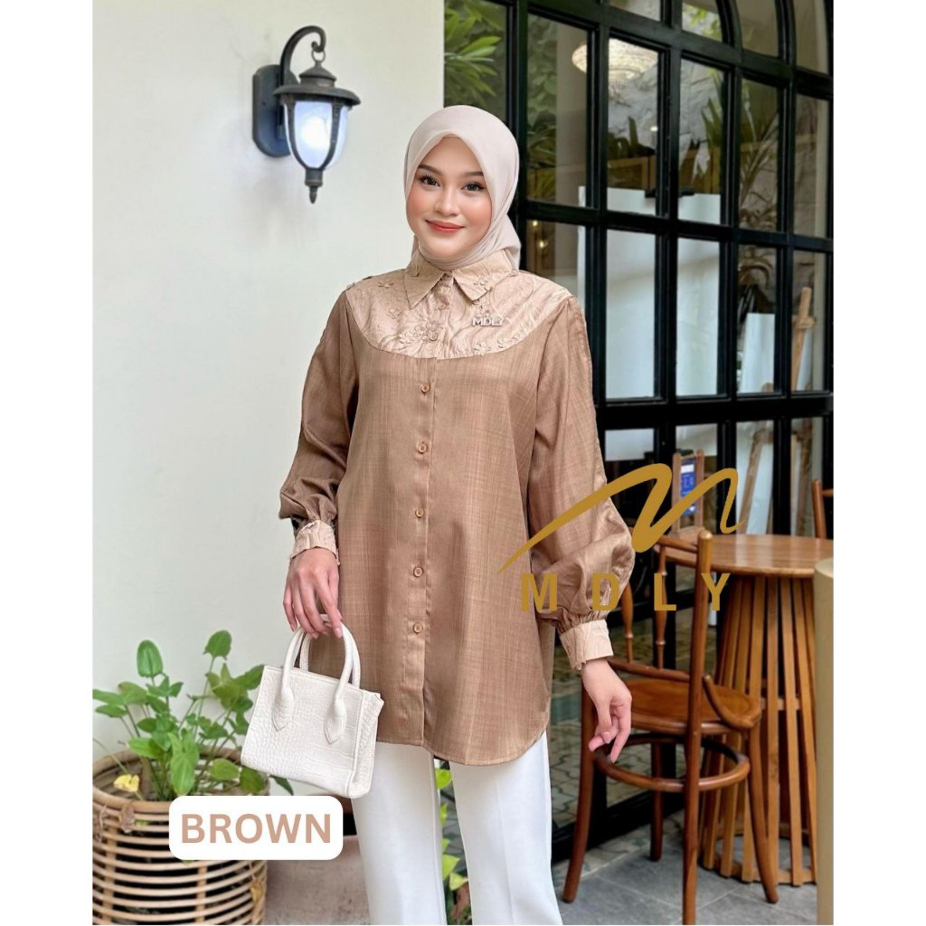 MDLY Baju Kemeja Wanita Wanita/Kemeja Katun Lengan Panjang/Creta Shirt by MDLY