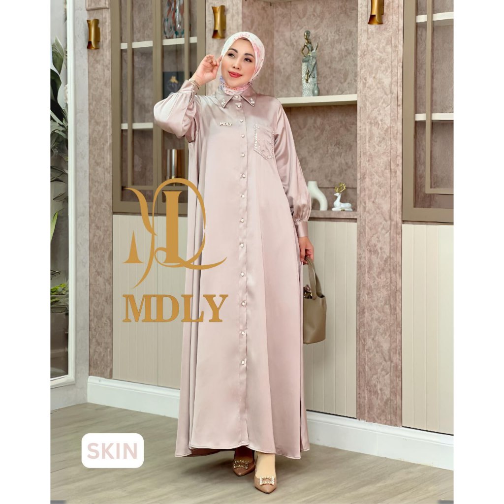 MDLY Baju Gamis Wanita Muslim/Gamis Silk Premium/Gamis Polos Elegan/Mareea Lux Dress by MDLY