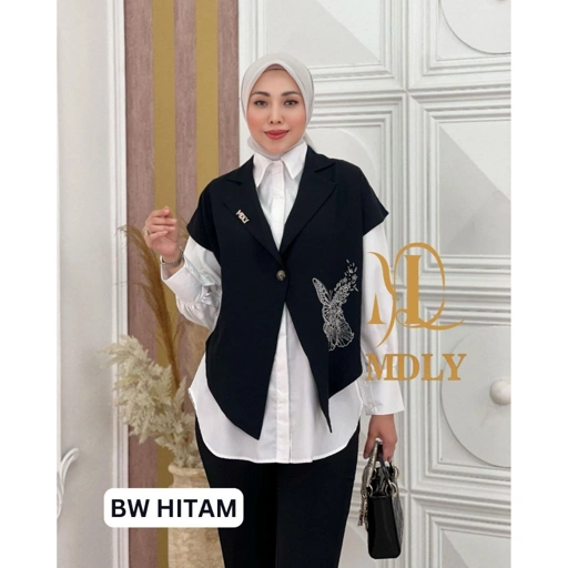 Image of MDLY Baju Kemeja Wanita dan Vest/Set kemeja dan Vest Casual Kekinian/Taylor Shirt & Vest Vol.2 by MDLY
