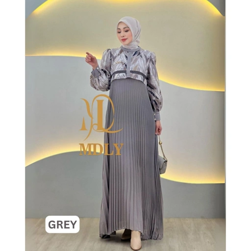 Image of MDLY Baju Gamis Wanita Muslim/Gamis Elegan Premium Babydoll/Sanova Dress by MDLY