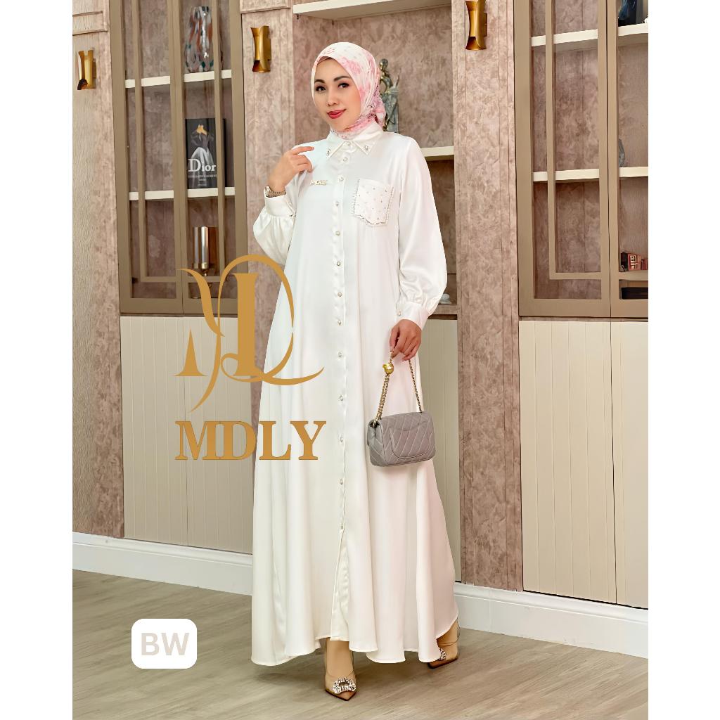 MDLY Baju Gamis Wanita Muslim/Gamis Silk Premium/Gamis Polos Elegan/Mareea Lux Dress by MDLY