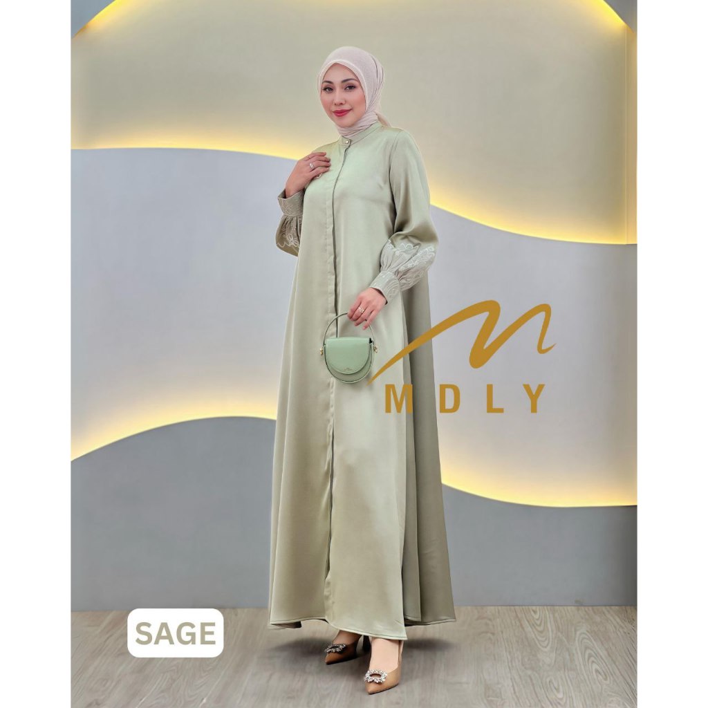 MDLY Baju Gamis Wanita Muslim/Baju Gamis Silk Polos Premium/Afhma Dress by MDLY