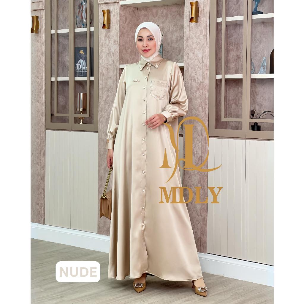 MDLY Baju Gamis Wanita Muslim/Gamis Silk Premium/Gamis Polos Elegan/Mareea Lux Dress by MDLY