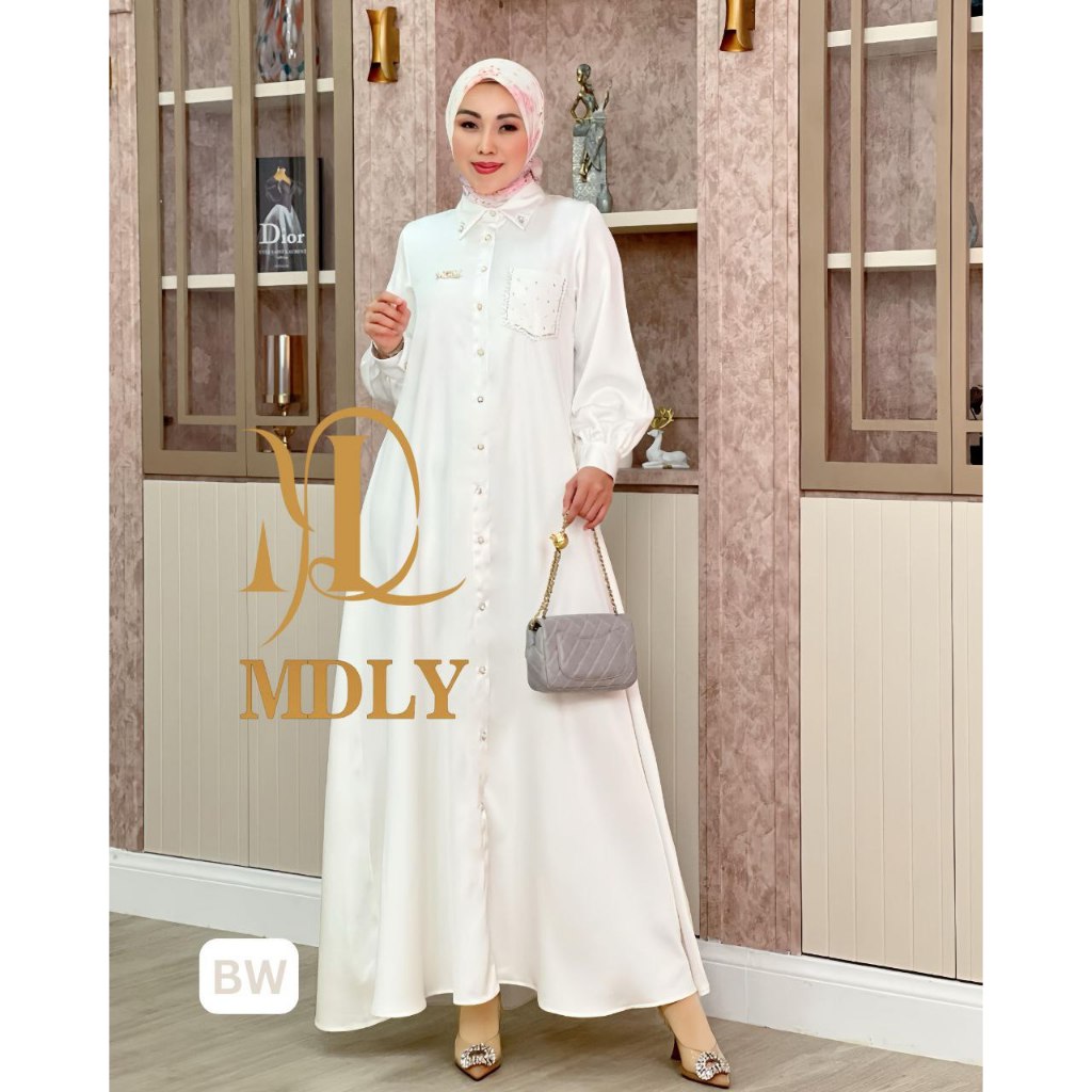 MDLY Baju Gamis Wanita Muslim/Gamis Silk Premium/Gamis Polos Elegan/Mareea Lux Dress by MDLY