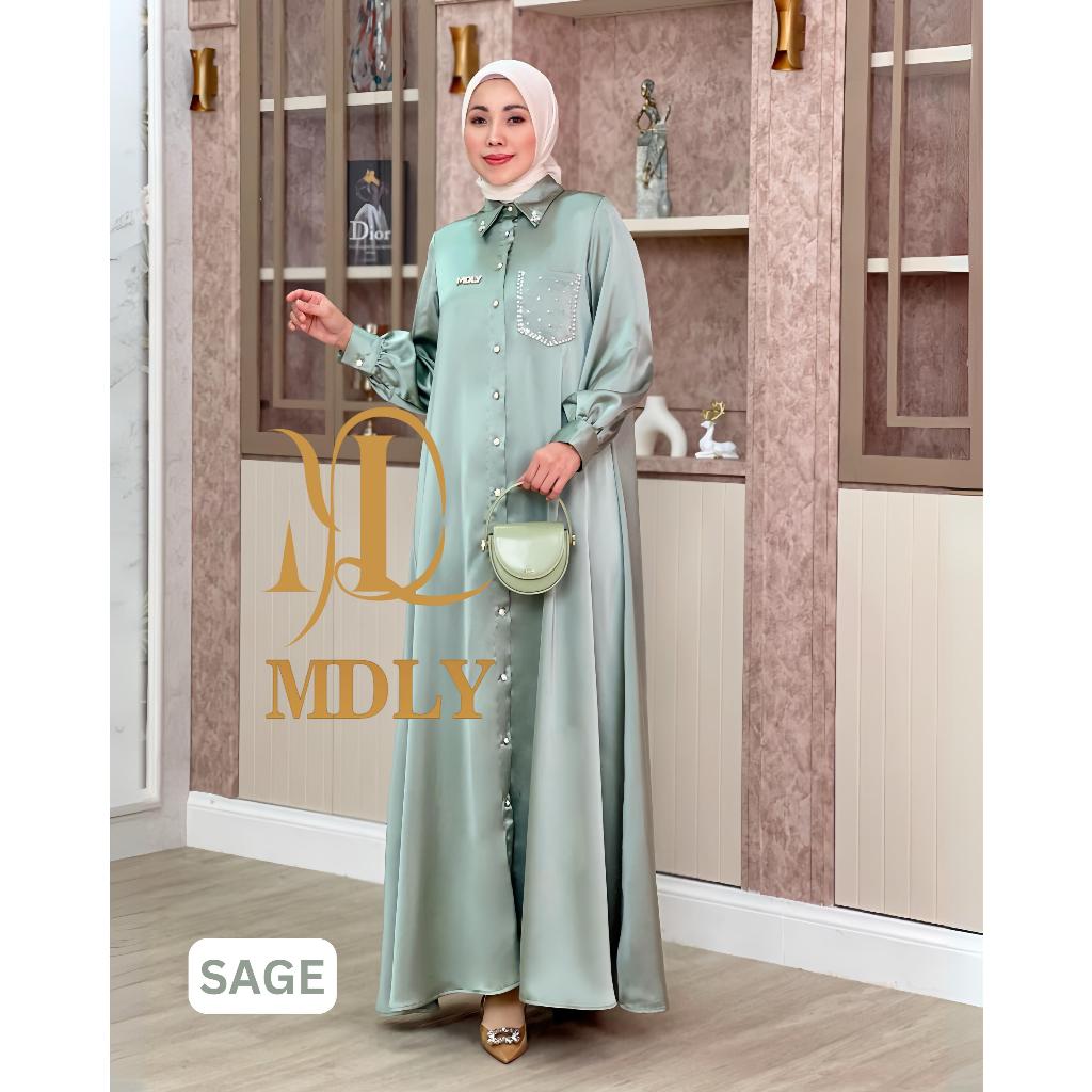 MDLY Baju Gamis Wanita Muslim/Gamis Silk Premium/Gamis Polos Elegan/Mareea Lux Dress by MDLY