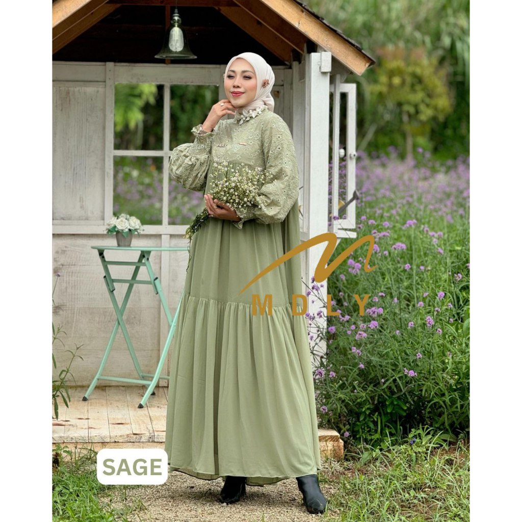 MDLY Baju Gamis Wanita Muslim/Gamis Lebaran/Gamis Premium Bordir/Handea Dress by MDLY