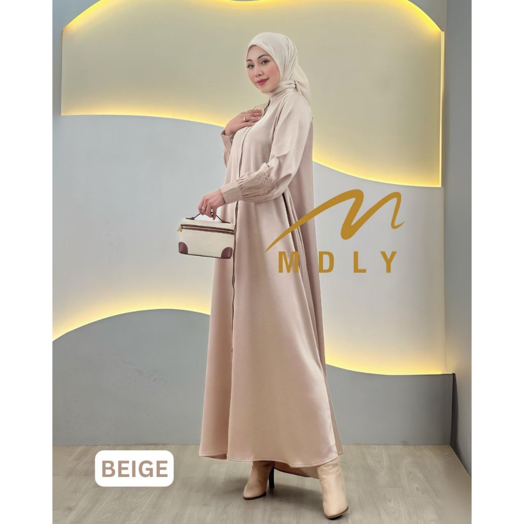 MDLY Baju Gamis Wanita Muslim/Baju Gamis Silk Polos Premium/Afhma Dress by MDLY