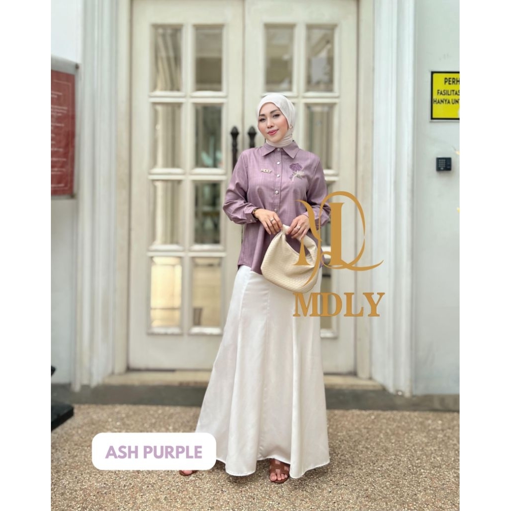 Baju Kemeja Lengan Panjang Wanita/Atasan wanita Kekinian Elegan Casual/Rossa Shirt by MDLY