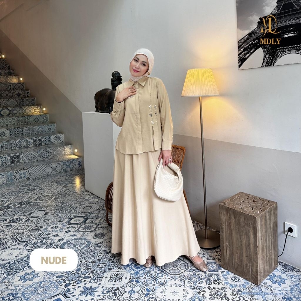 Baju Setelan Wanita Kekinian Elegan/One Set Rok Wanita Casual Adem/Belle Set By MDLY