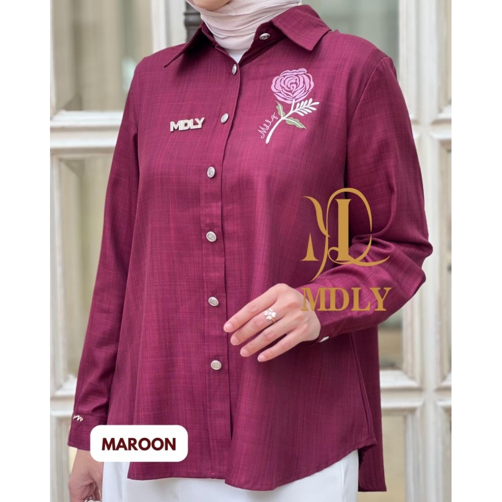 Baju Kemeja Lengan Panjang Wanita/Atasan wanita Kekinian Elegan Casual/Rossa Shirt by MDLY