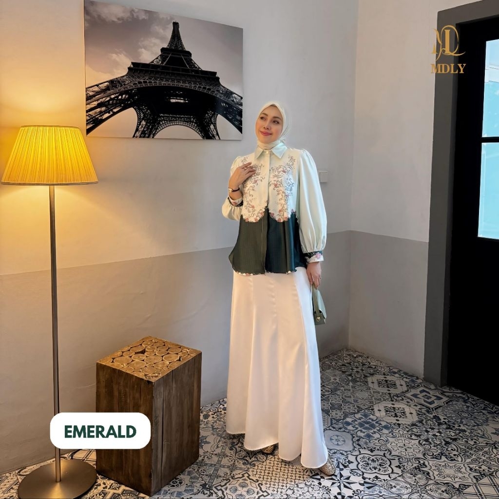 Kemeja Lengan Panjang Wanita/Atasan Wanita Kekinian Elegan Motif Print/Liora Shirt by MDLY