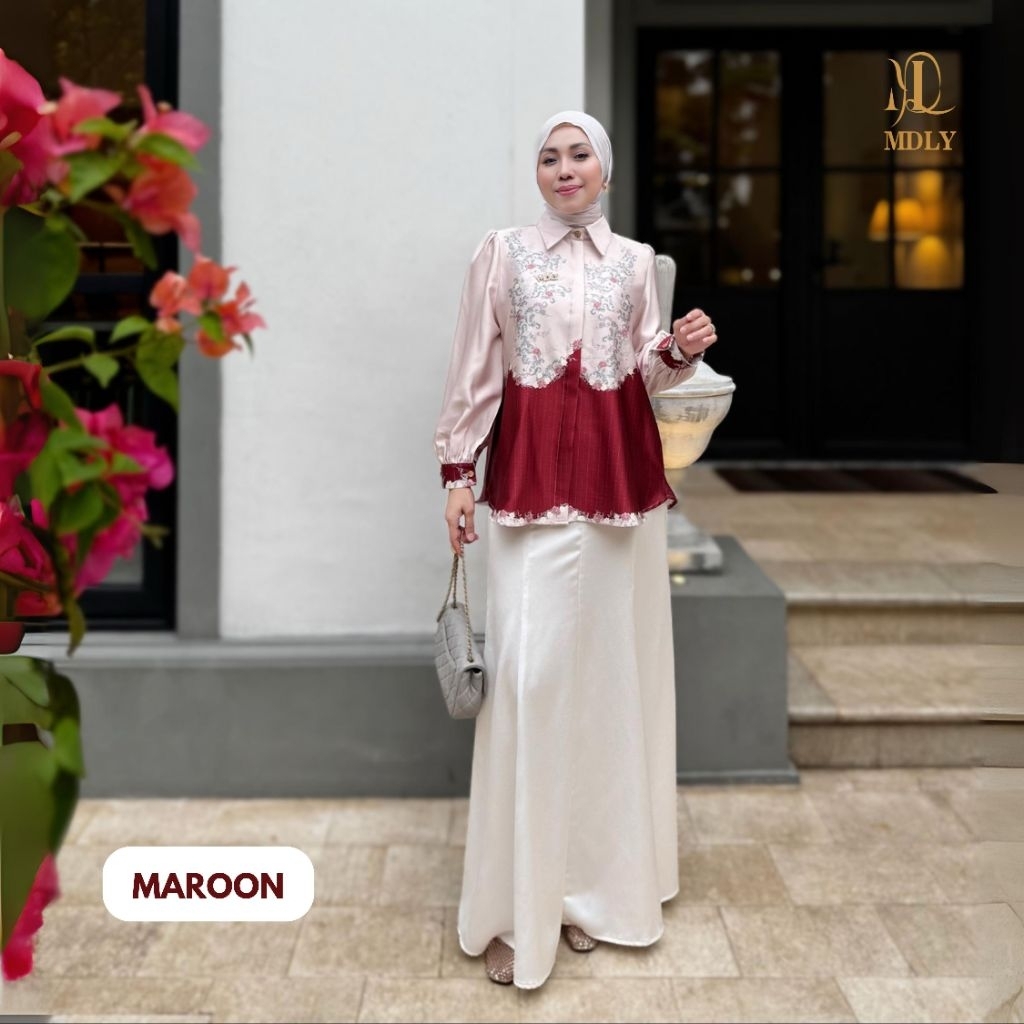 Kemeja Lengan Panjang Wanita/Atasan Wanita Kekinian Elegan Motif Print/Liora Shirt by MDLY