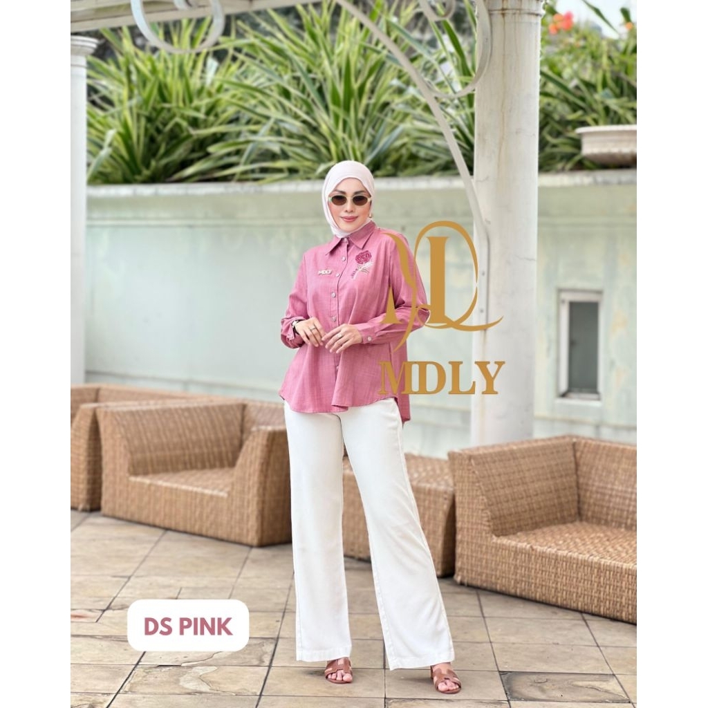 Baju Kemeja Lengan Panjang Wanita/Atasan wanita Kekinian Elegan Casual/Rossa Shirt by MDLY