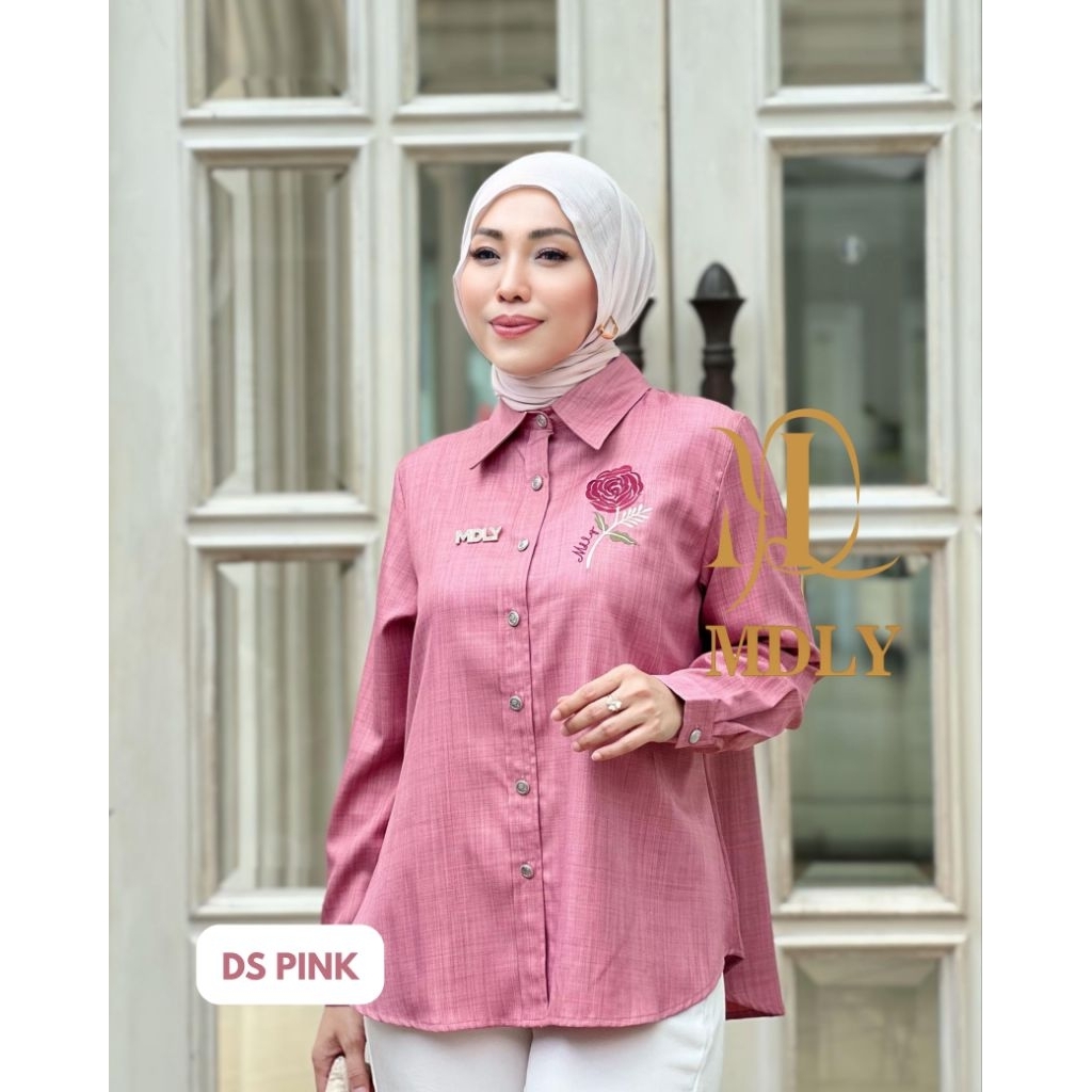 Baju Kemeja Lengan Panjang Wanita/Atasan wanita Kekinian Elegan Casual/Rossa Shirt by MDLY