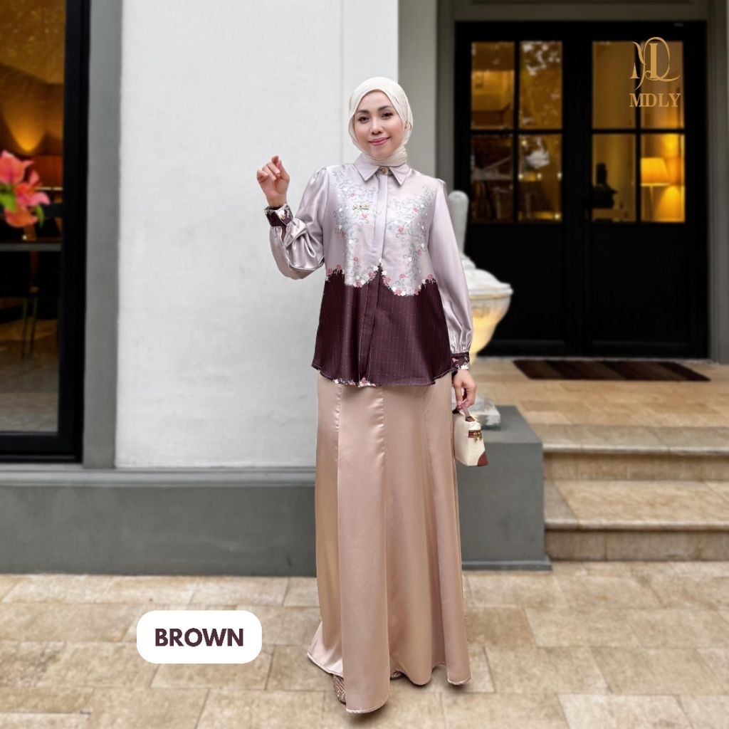 Kemeja Lengan Panjang Wanita/Atasan Wanita Kekinian Elegan Motif Print/Liora Shirt by MDLY