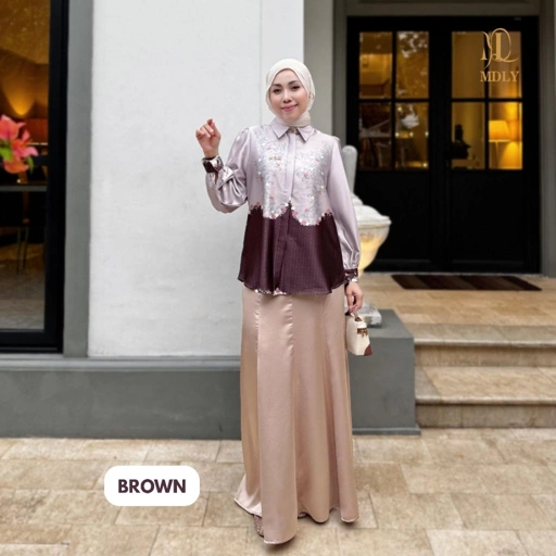 Image of Kemeja Lengan Panjang Wanita/Atasan Wanita Kekinian Elegan Motif Print/Liora Shirt by MDLY