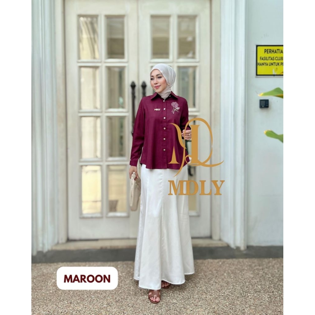 Baju Kemeja Lengan Panjang Wanita/Atasan wanita Kekinian Elegan Casual/Rossa Shirt by MDLY