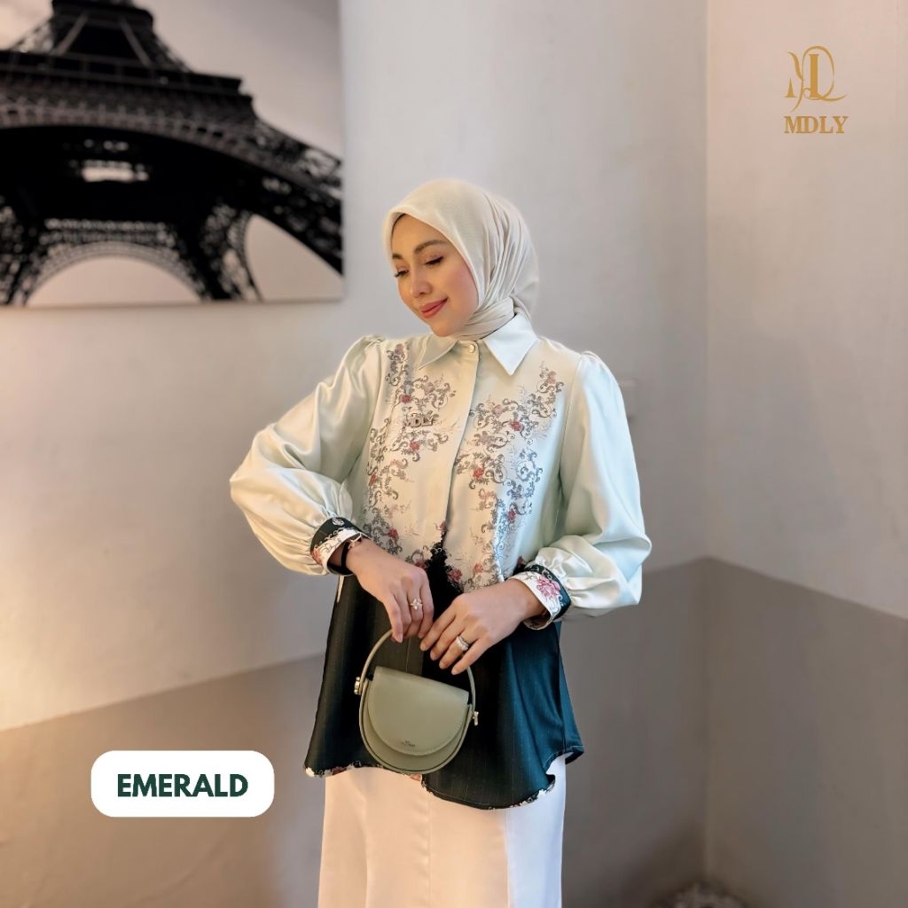 Kemeja Lengan Panjang Wanita/Atasan Wanita Kekinian Elegan Motif Print/Liora Shirt by MDLY