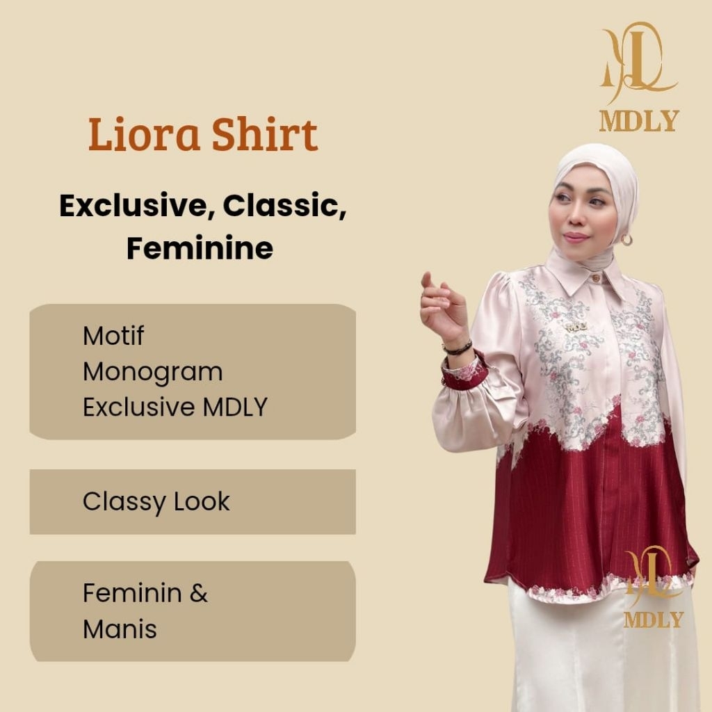 Kemeja Lengan Panjang Wanita/Atasan Wanita Kekinian Elegan Motif Print/Liora Shirt by MDLY