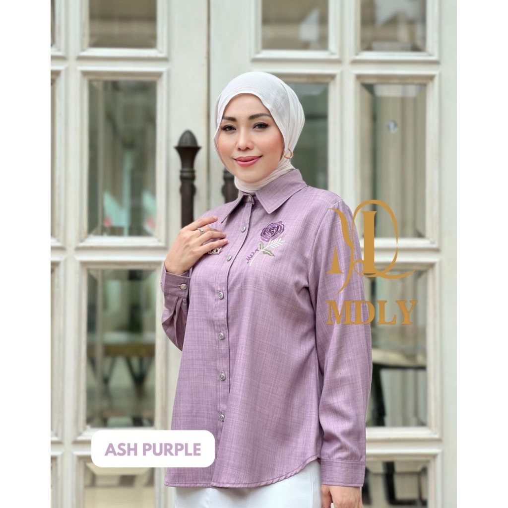 Baju Kemeja Lengan Panjang Wanita/Atasan wanita Kekinian Elegan Casual/Rossa Shirt by MDLY