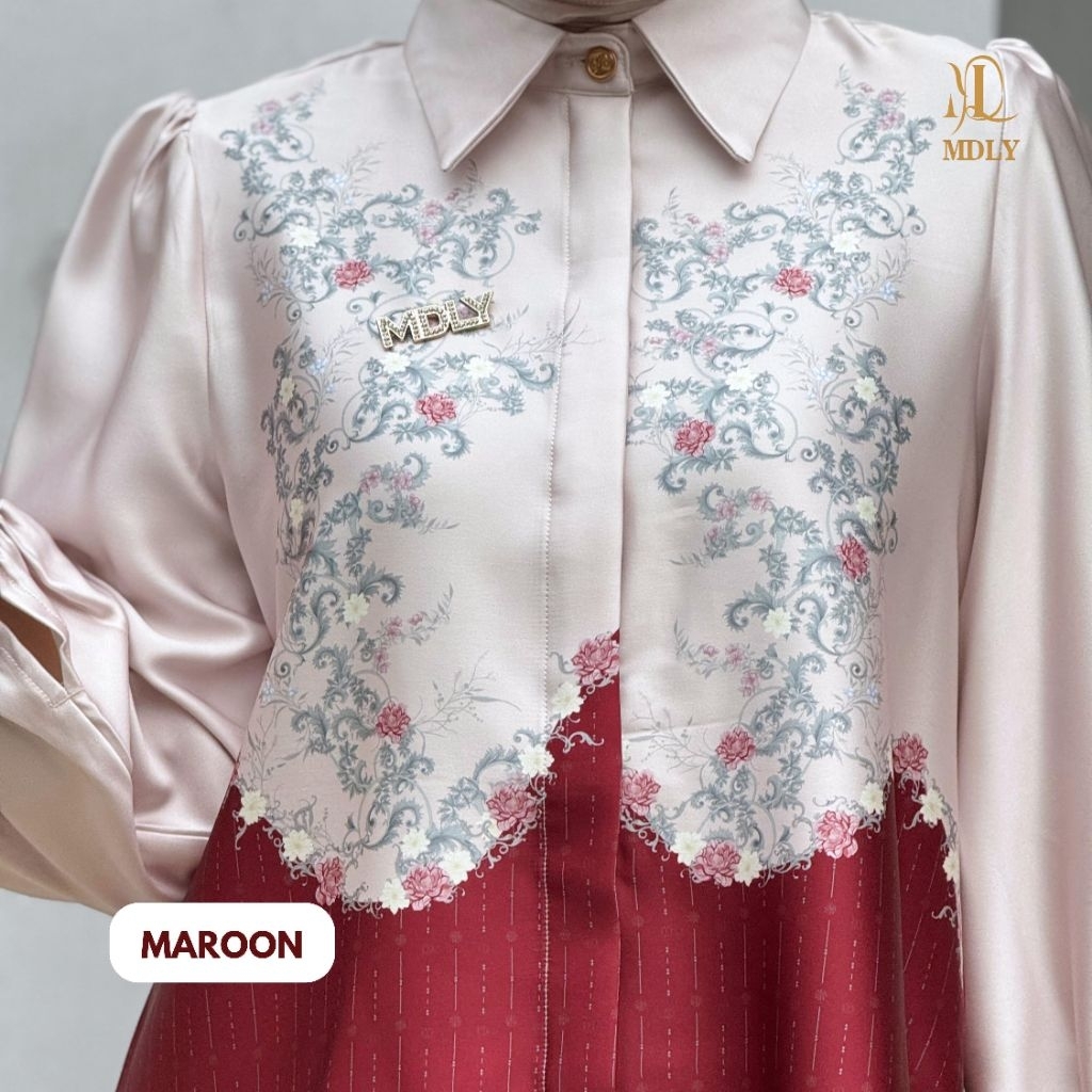 Kemeja Lengan Panjang Wanita/Atasan Wanita Kekinian Elegan Motif Print/Liora Shirt by MDLY