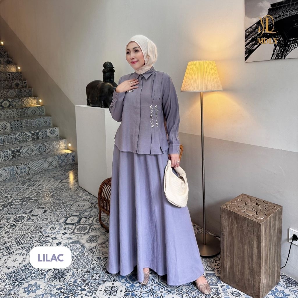 Baju Setelan Wanita Kekinian Elegan/One Set Rok Wanita Casual Adem/Belle Set By MDLY