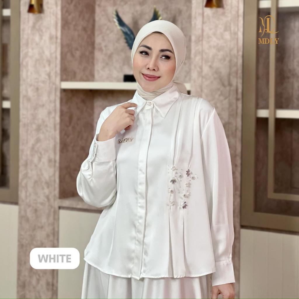 MDLY Belle Lux Set Setelan Atasan dan Rok Wanita Silk Premium Beads Elegan Terbaru Kekinian