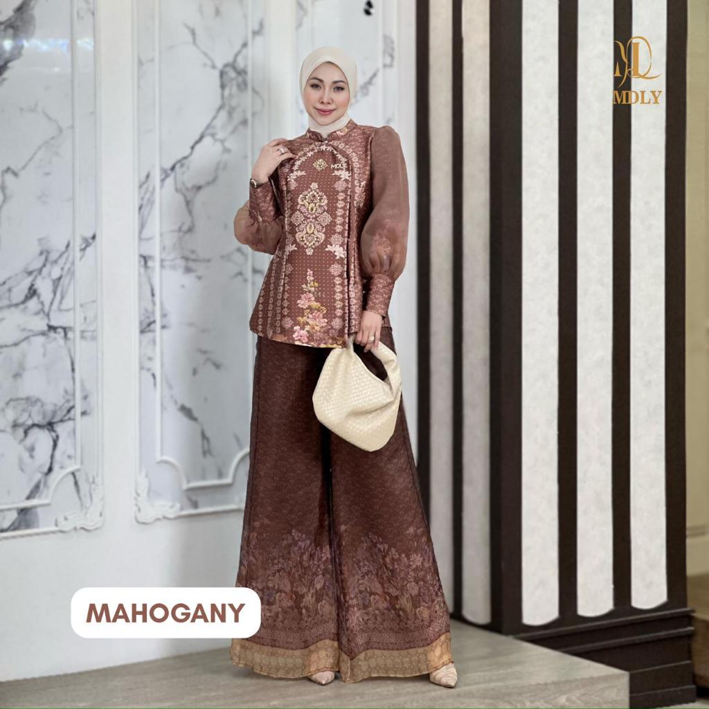 MDLY Janggan Ruya Set Setelan Wanita Premium Motif Organza Print Mewah