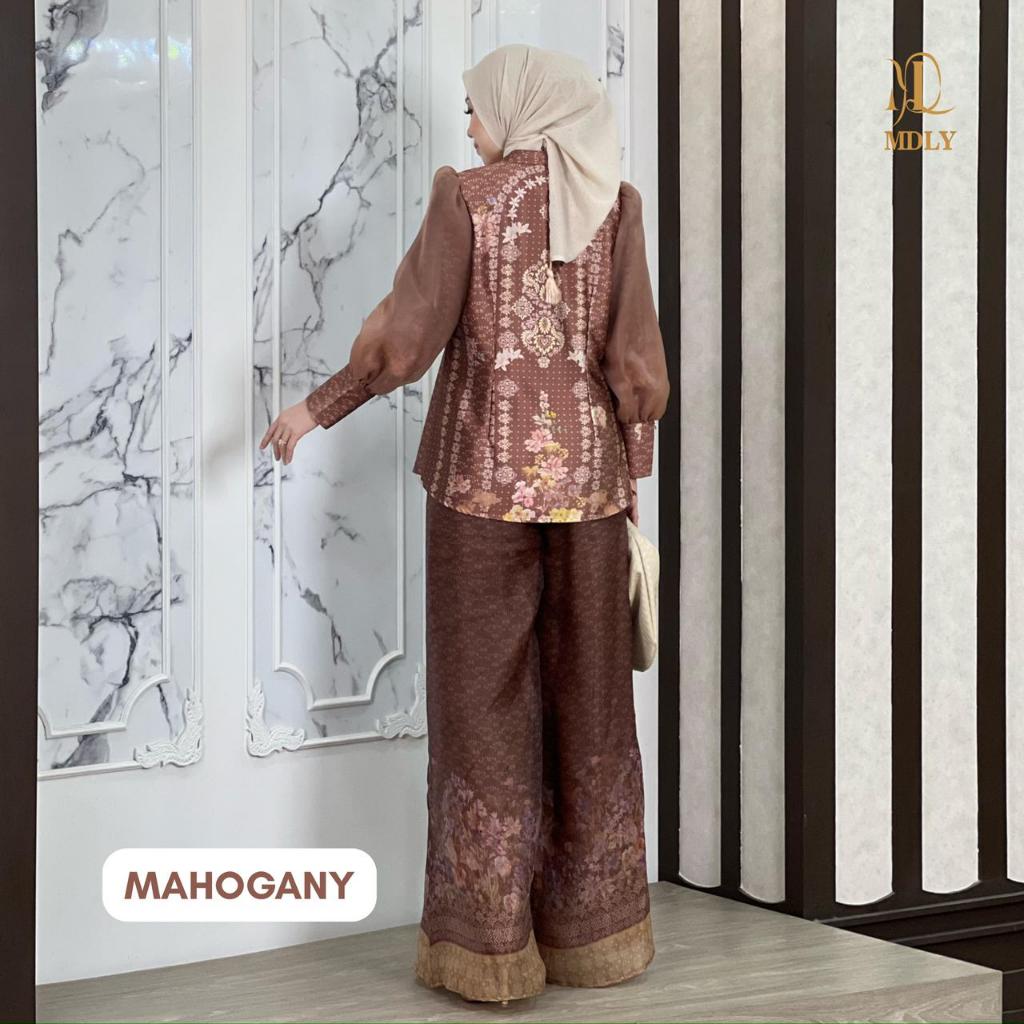 MDLY Janggan Ruya Set Setelan Wanita Premium Motif Organza Print Mewah
