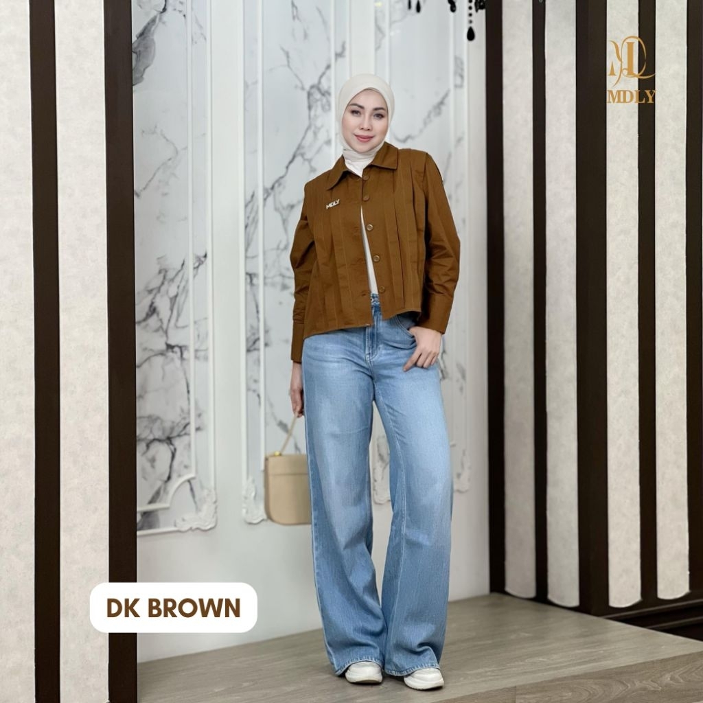MDLY Sienna Cropped Jacket Polos Lengan Panjang Casual Atasan Wanita Kekinian Elegan