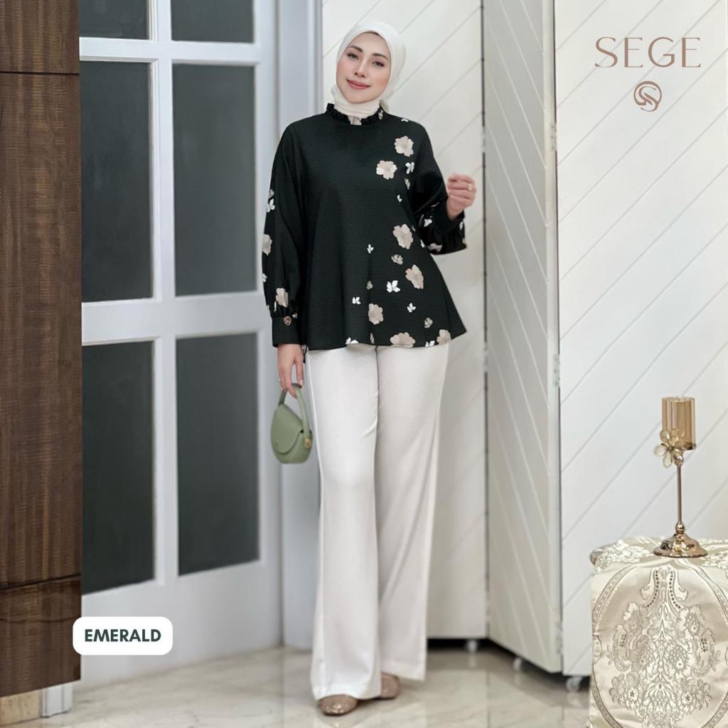SEGE Roselle Blouse Atasan Wanita Lengan Panjang Terbaru Motif Print Floral Elegan