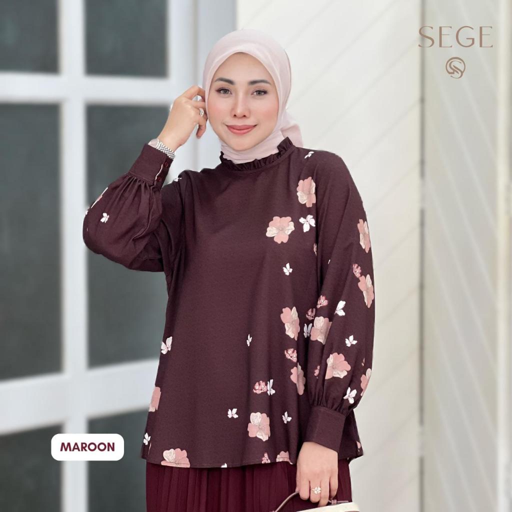 SEGE Roselle Blouse Atasan Wanita Lengan Panjang Terbaru Motif Print Floral Elegan
