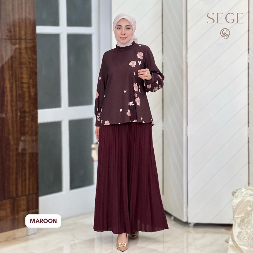 SEGE Roselle Blouse Atasan Wanita Lengan Panjang Terbaru Motif Print Floral Elegan