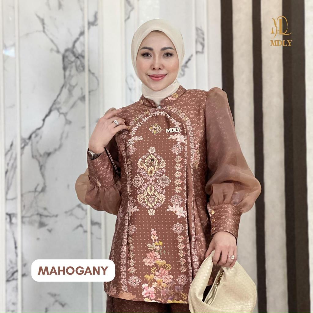 MDLY Janggan Ruya Set Setelan Wanita Premium Motif Organza Print Mewah