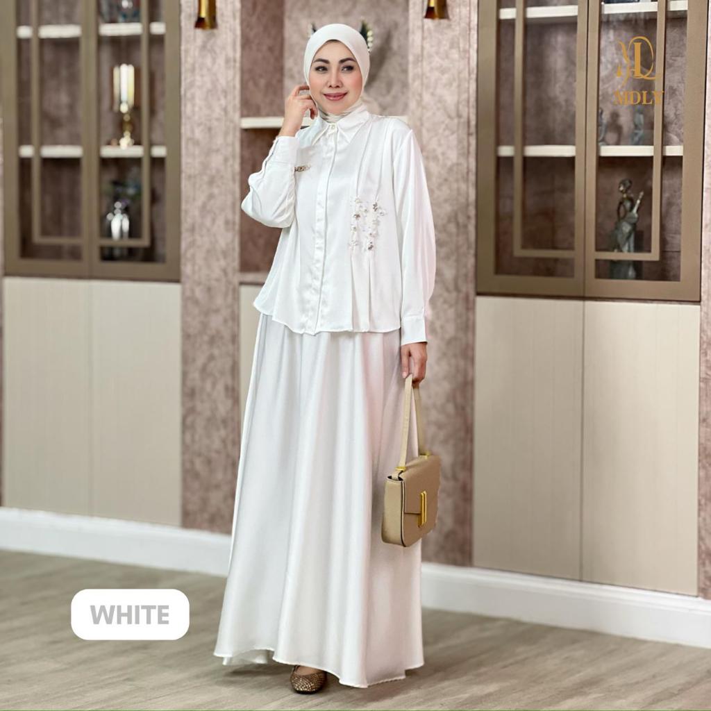 MDLY Belle Lux Set Setelan Atasan dan Rok Wanita Silk Premium Beads Elegan Terbaru Kekinian
