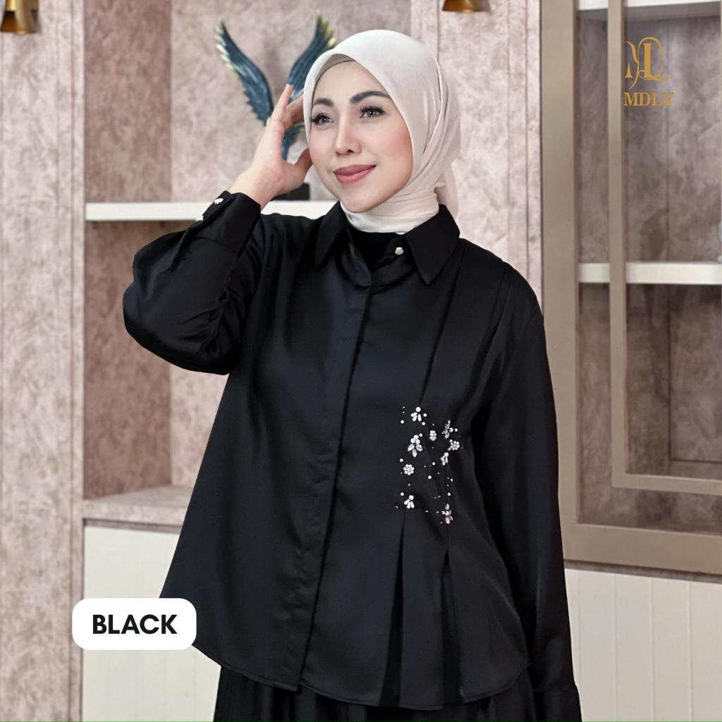 MDLY Belle Lux Set Setelan Atasan dan Rok Wanita Silk Premium Beads Elegan Terbaru Kekinian