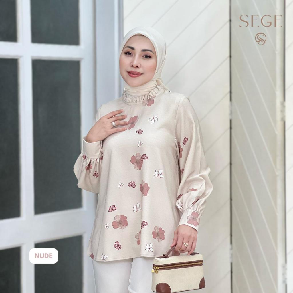 SEGE Roselle Blouse Atasan Wanita Lengan Panjang Terbaru Motif Print Floral Elegan