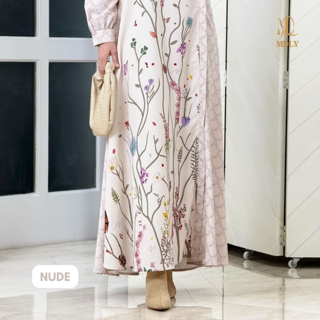 MDLY Lady Marvella Dress Baju Gamis Wanita Silk Premium Mewah Elegan Motif Floral Kekinian