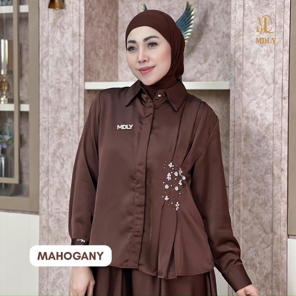 MDLY Belle Lux Set Setelan Atasan dan Rok Wanita Silk Premium Beads Elegan Terbaru Kekinian