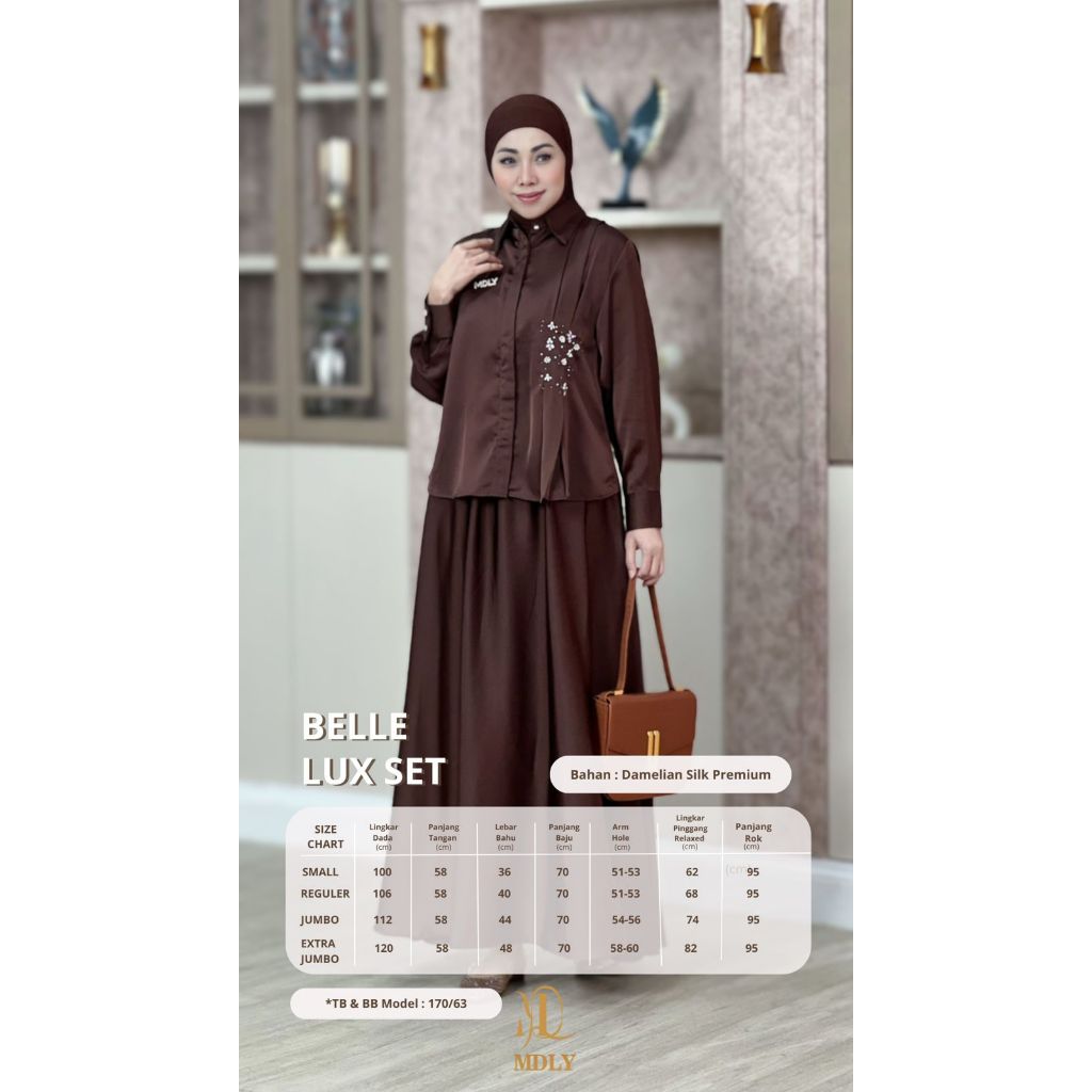 MDLY Belle Lux Set Setelan Atasan dan Rok Wanita Silk Premium Beads Elegan Terbaru Kekinian